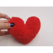 Heart Shaped Furry PomPom Decorative Purse and Backpack Clip Keychain Charm